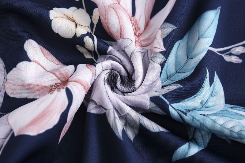 HELYO Work Dresses for Women Office Professional Elegant Vintage Casual Party Peter Pan Collar A-Line Dress with Pockets 978 Blue Floral XXL - Image 4